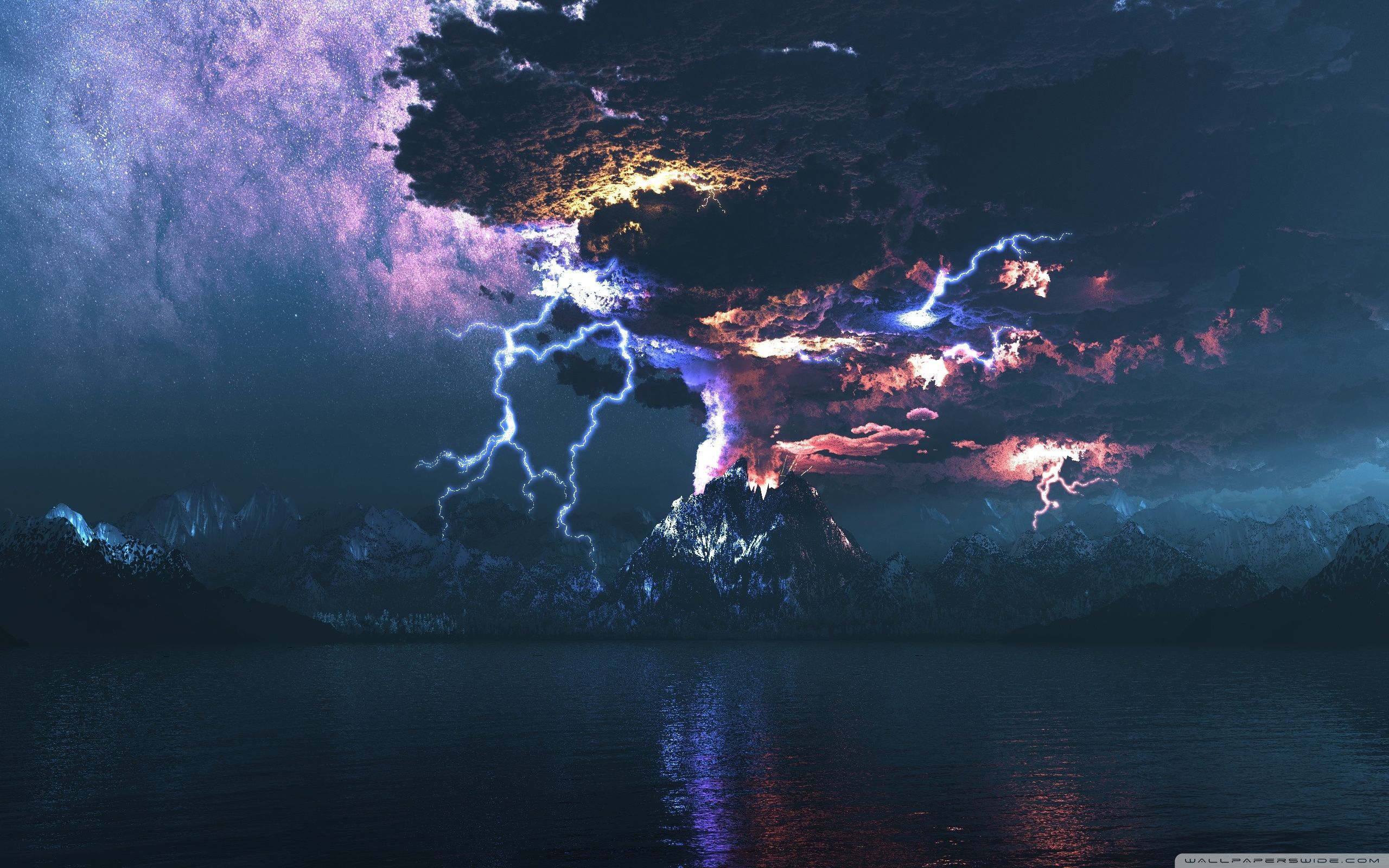 Volcano Lightning Wallpapers