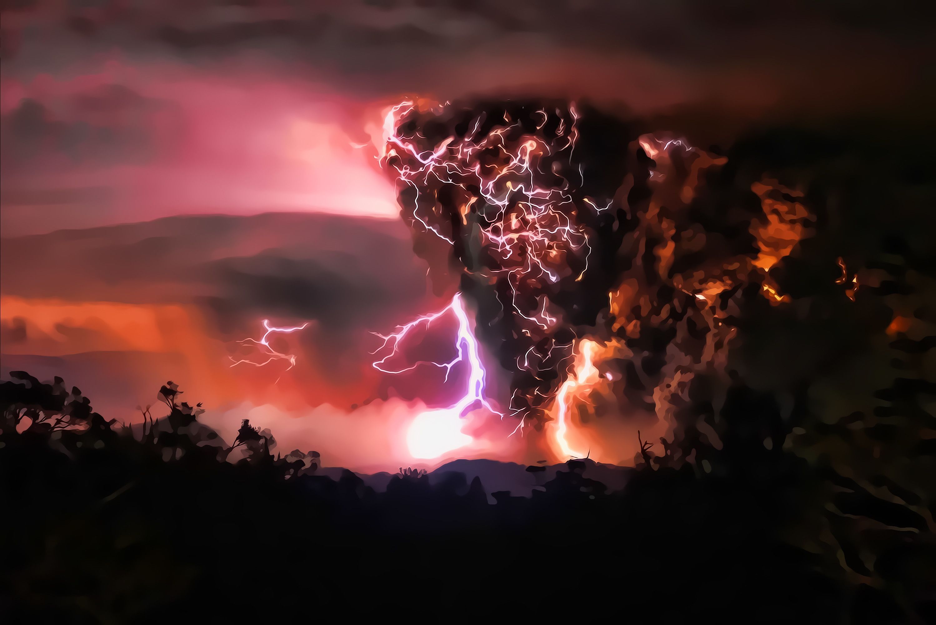 Volcano Lightning Wallpapers