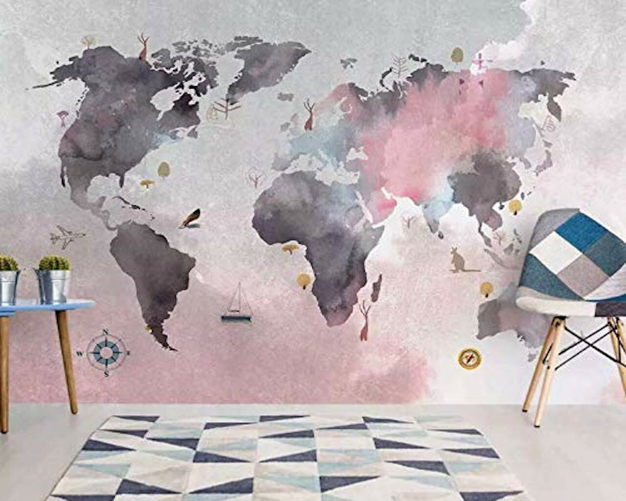 Watercolor World Map Desktop Wallpapers