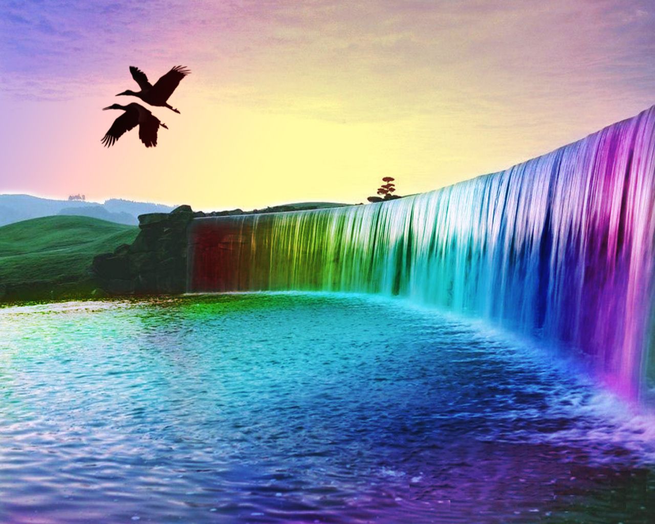 Waterfall And Rainbow Wallpapers