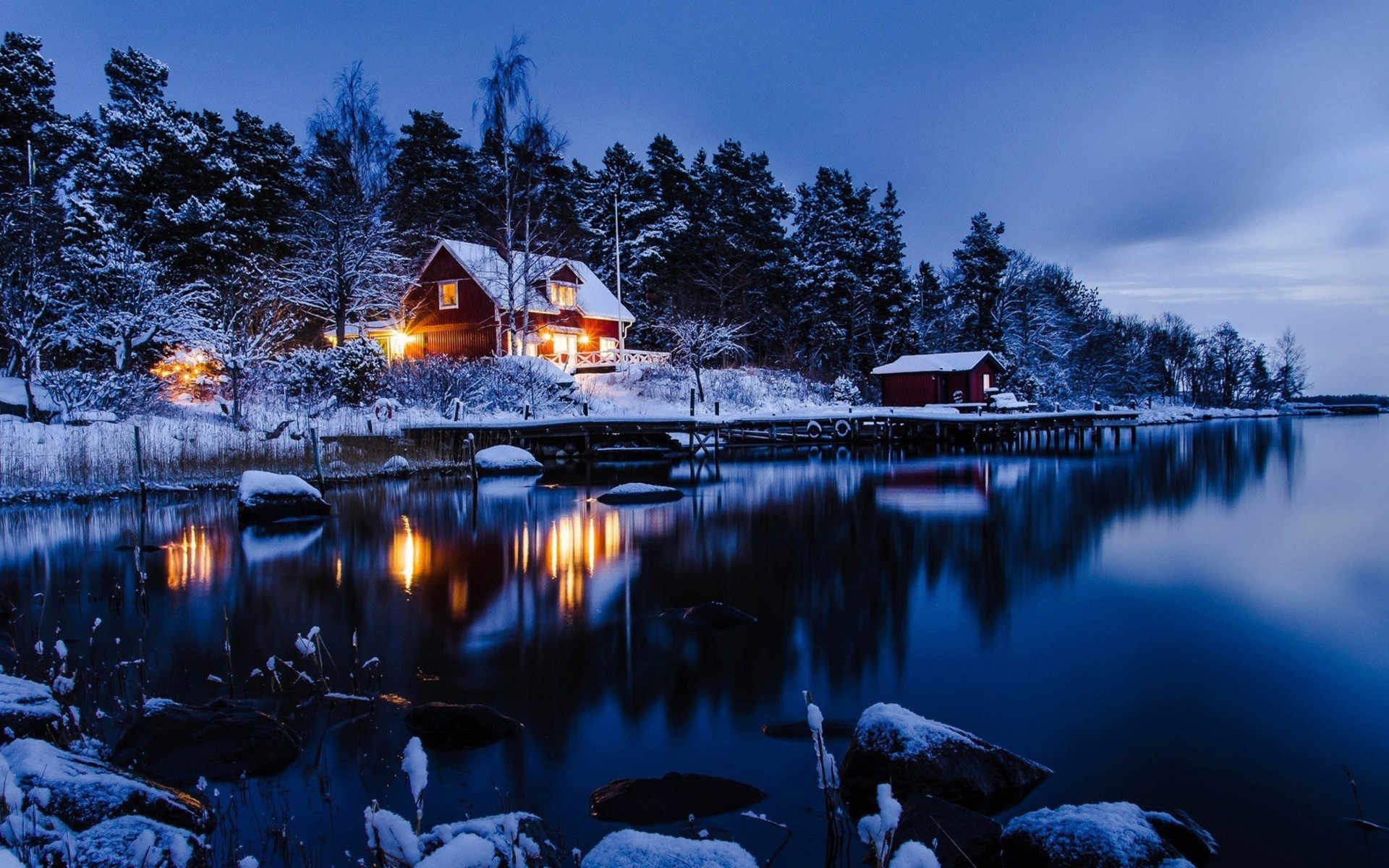 Widescreen Winter Night Wallpapers