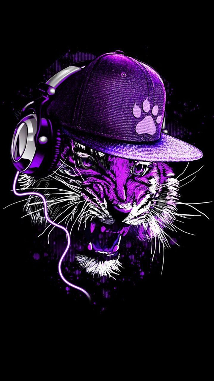 Lion Purple Background Digital Art