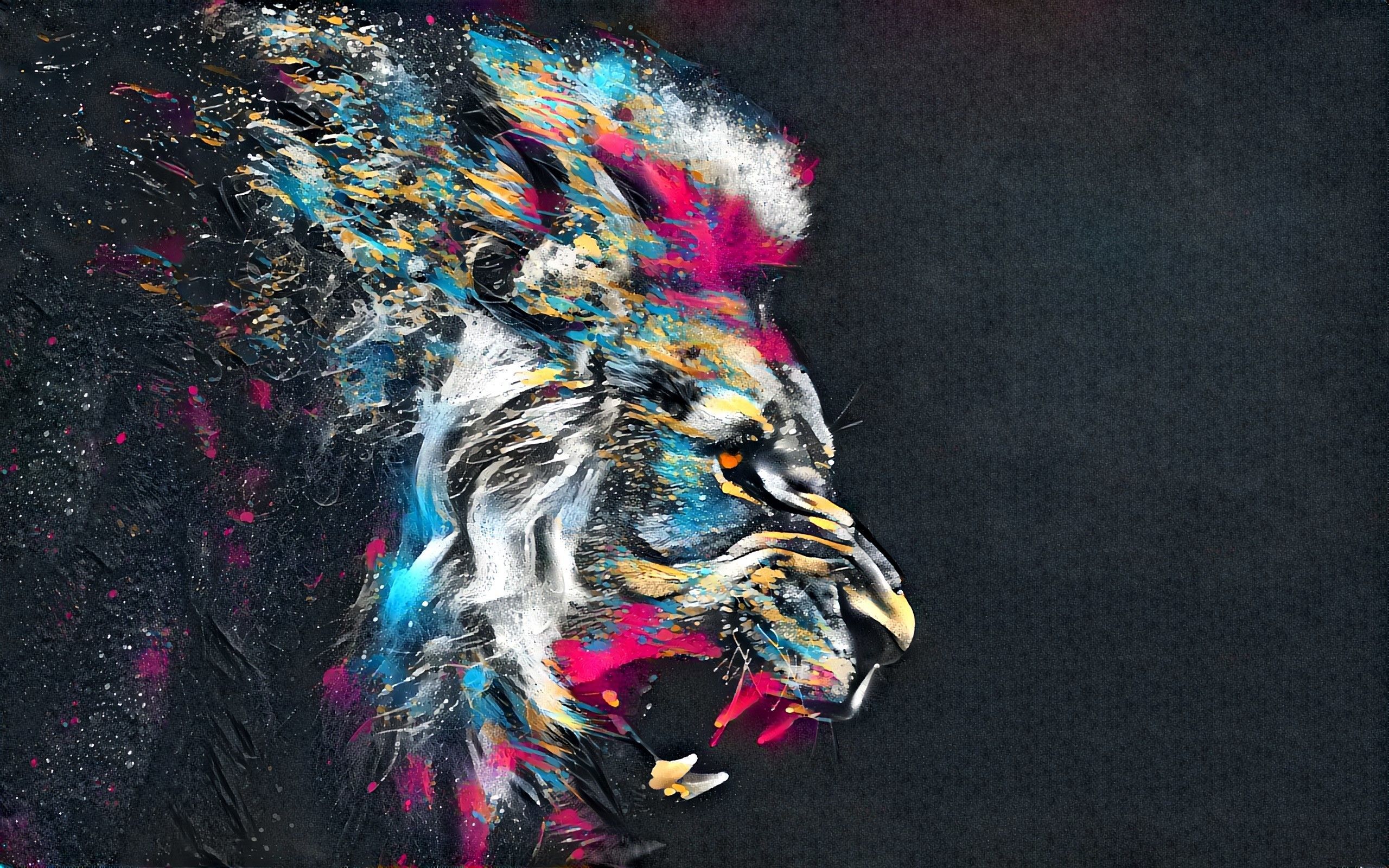 Lion Purple Background Digital Art