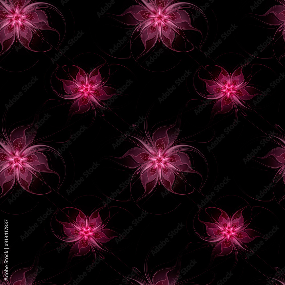 Pink Fractal On A Black Background