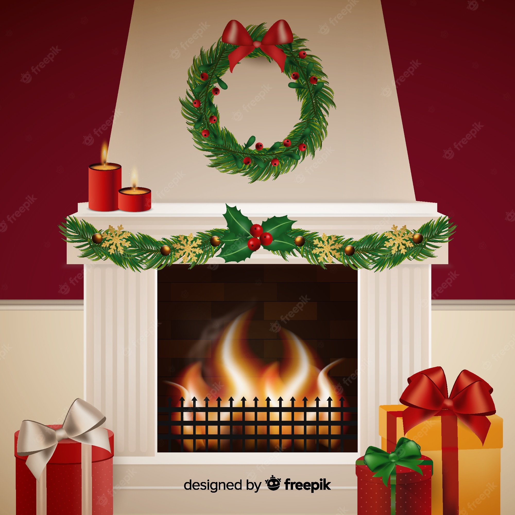 Christmas Fireplace Background