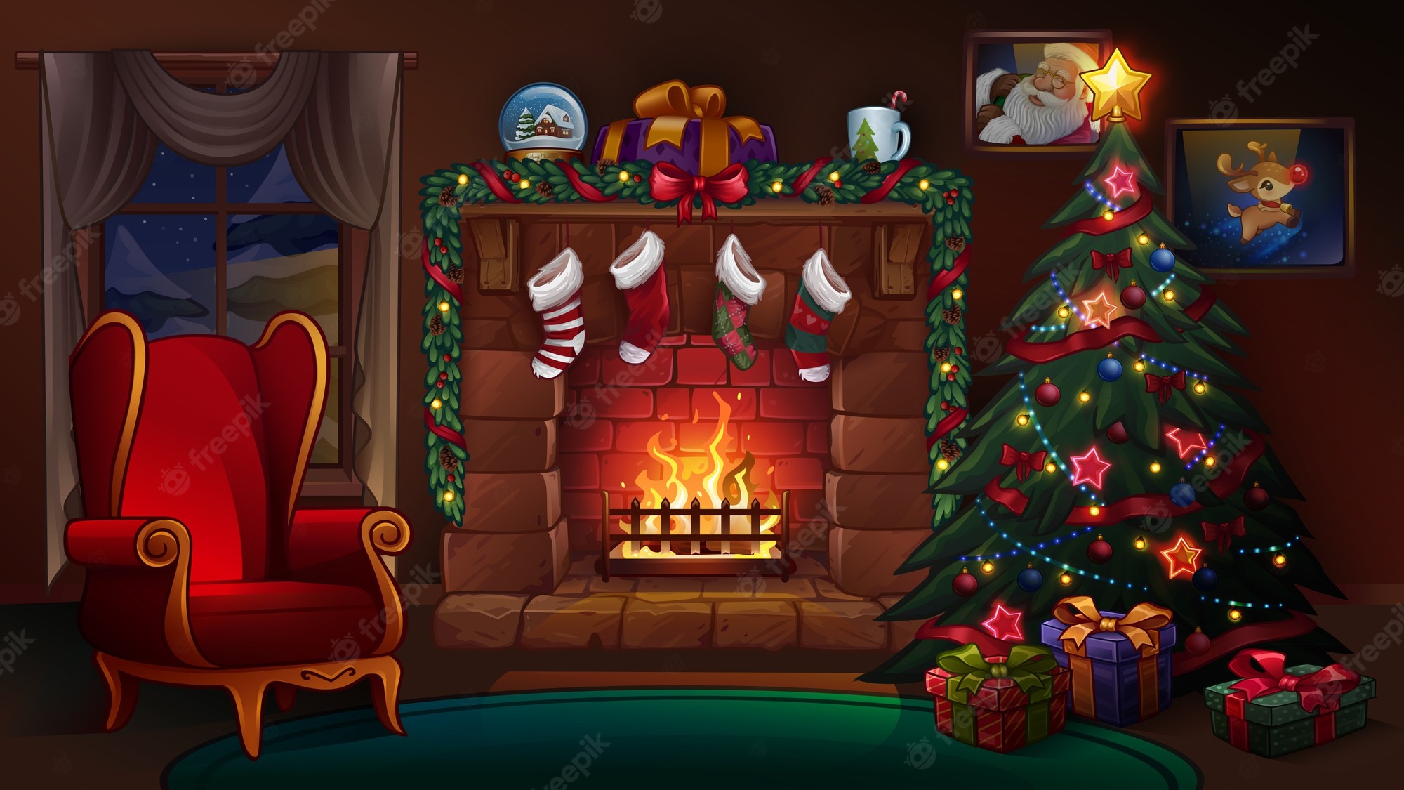 Christmas Fireplace Background