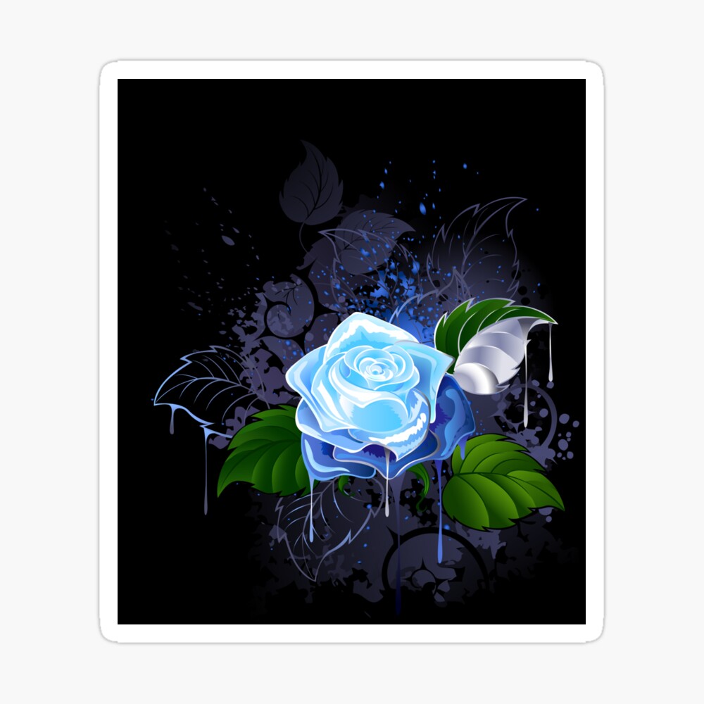 Blue Rose Black Background