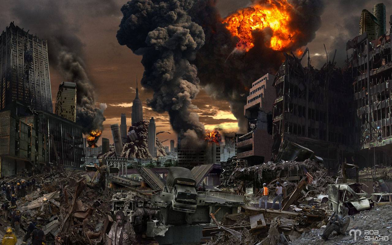 Destroyed Anime City Background