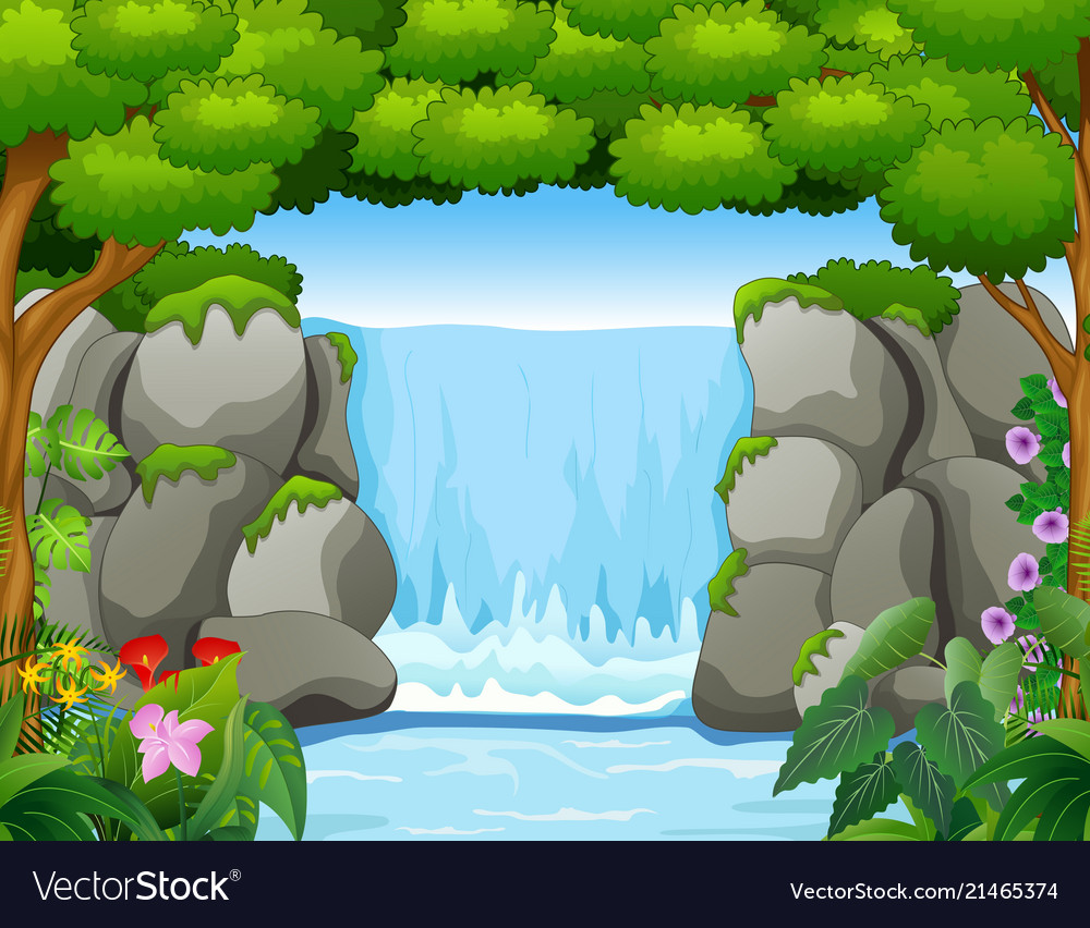 Forest Waterfall Background