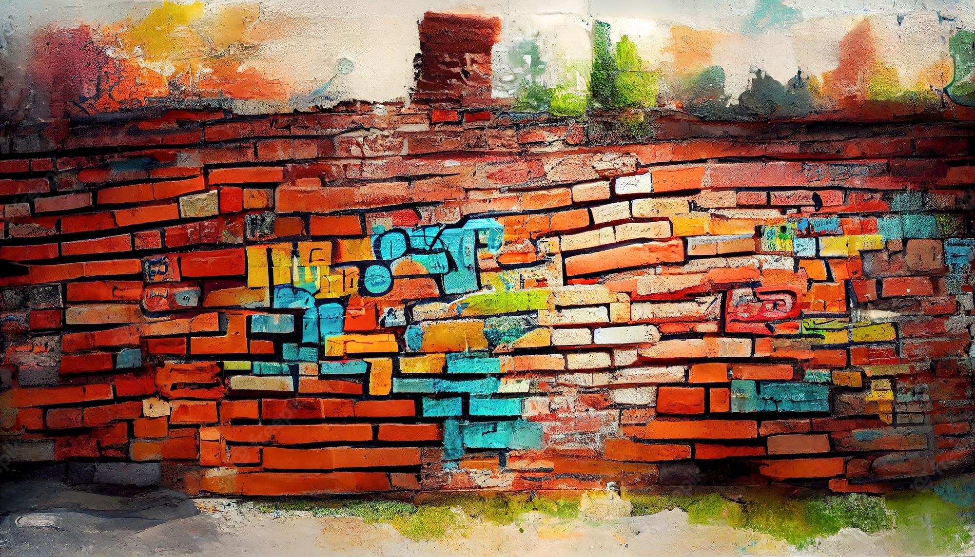 Graffiti Brick Wall Background