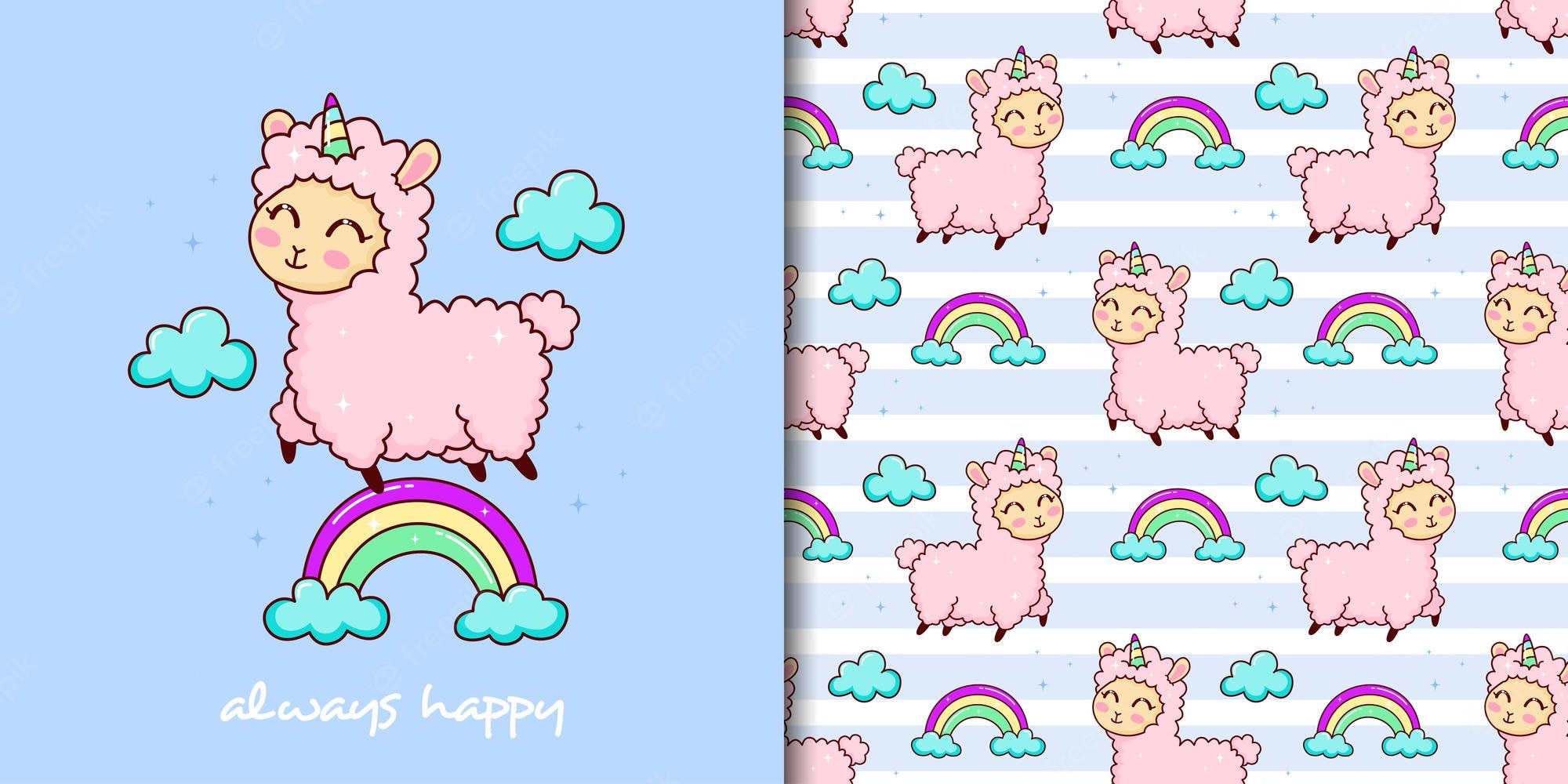 Kawaii Llama Background