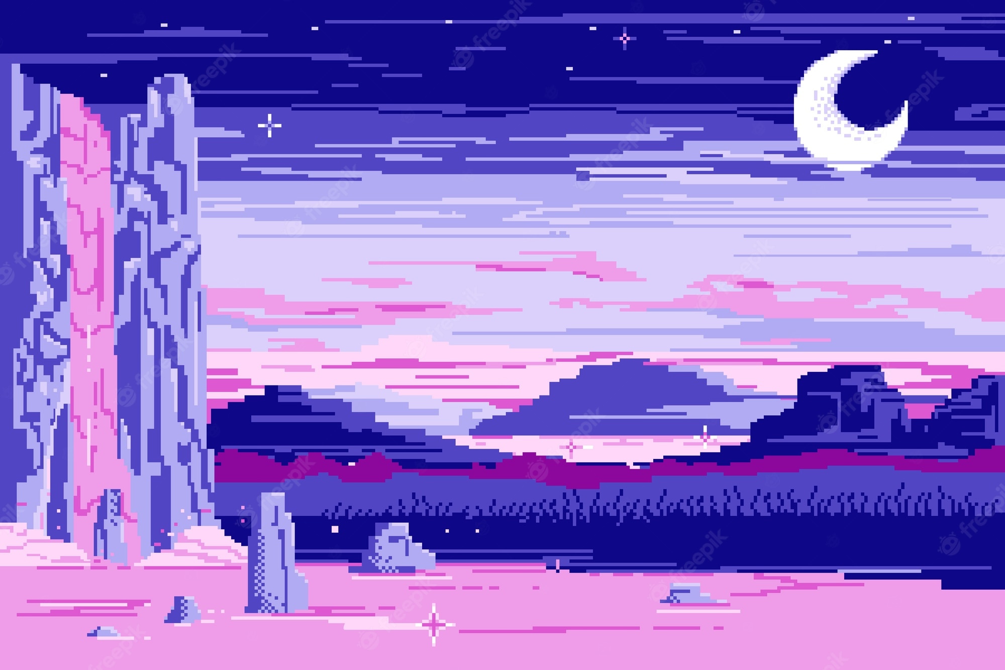 Kawaii Pixel Art Background