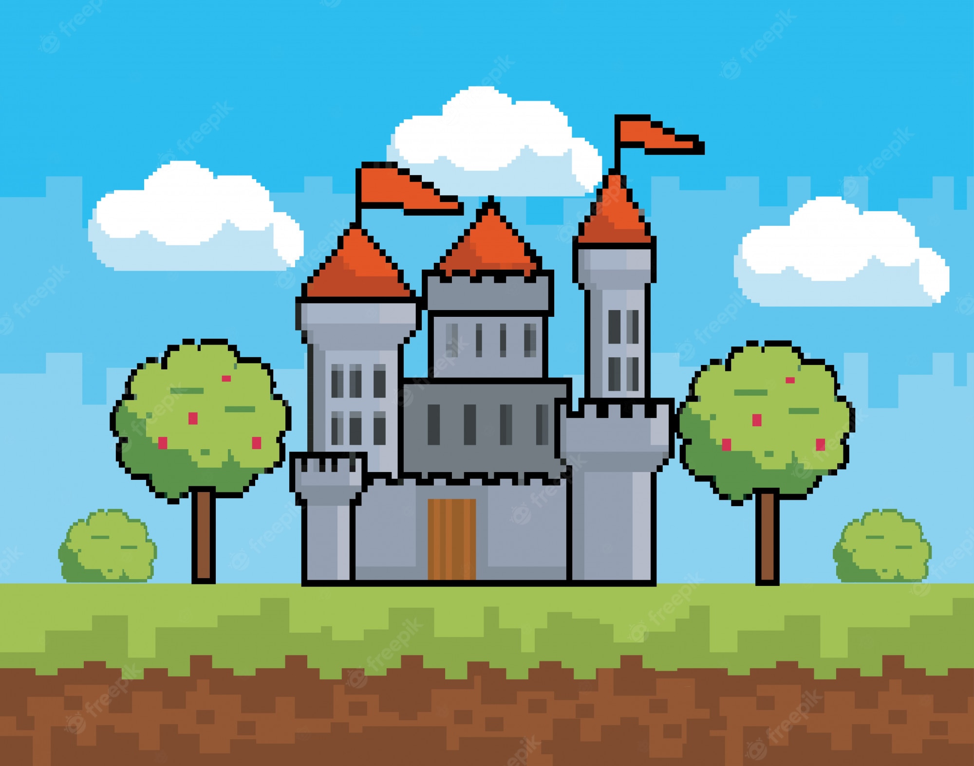 Pixel Castle Background