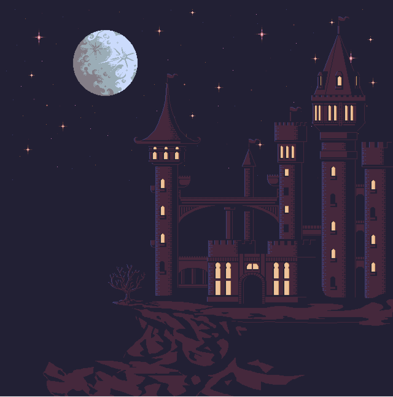 Pixel Castle Background