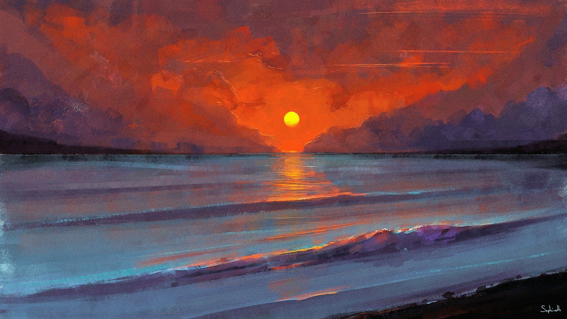 Sunset Painting Background