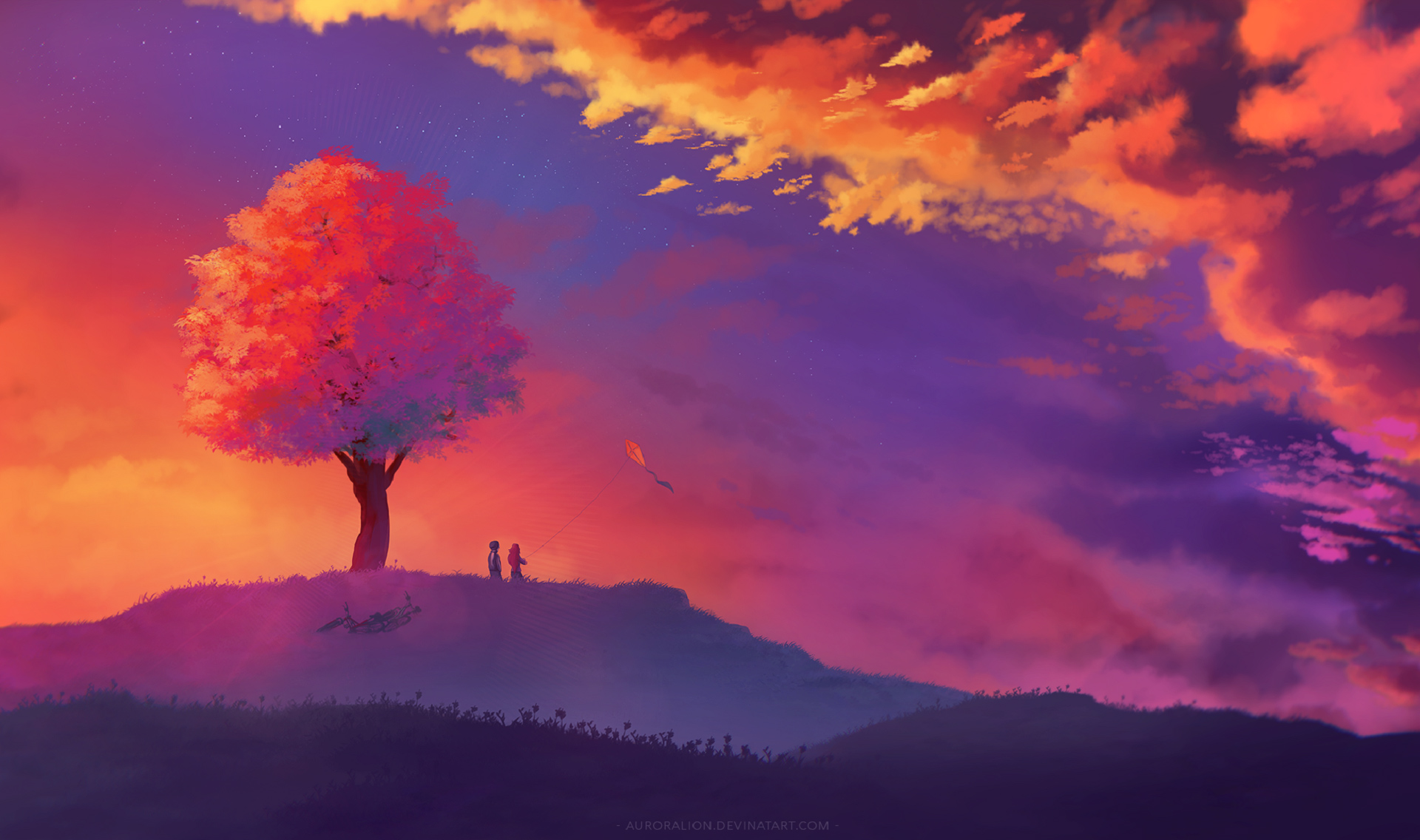 Sunset Painting Background