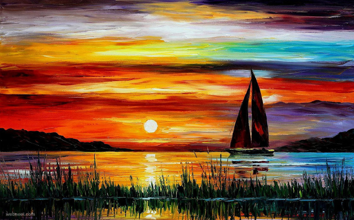 Sunset Painting Background