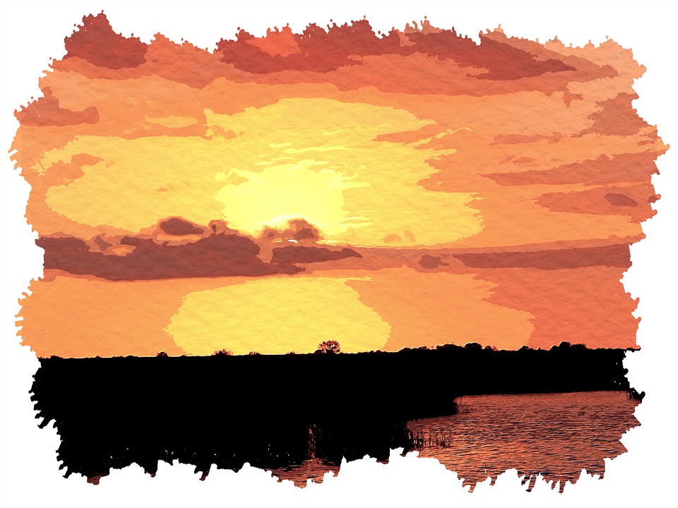 Sunset Watercolor Background