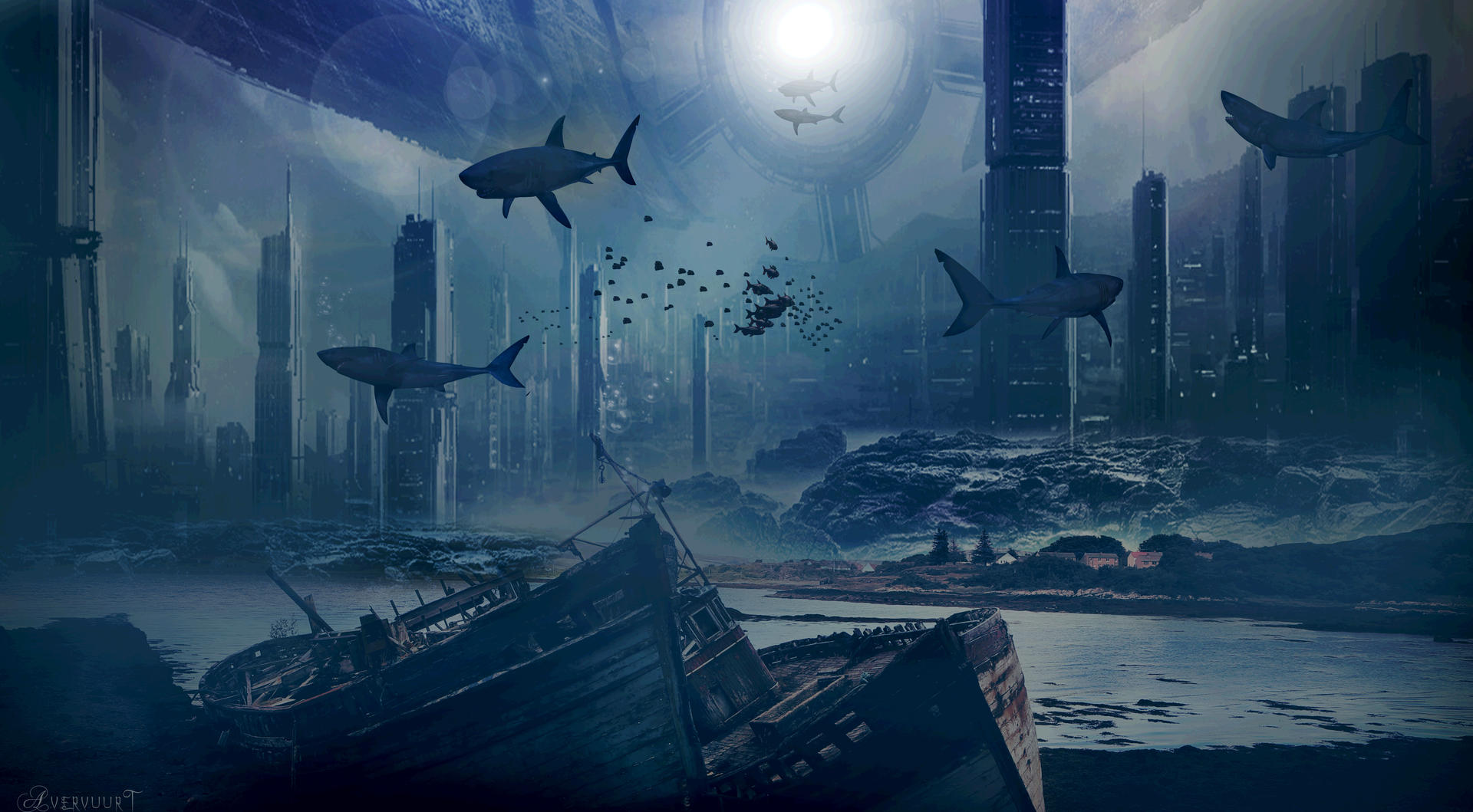 Underwater City Background