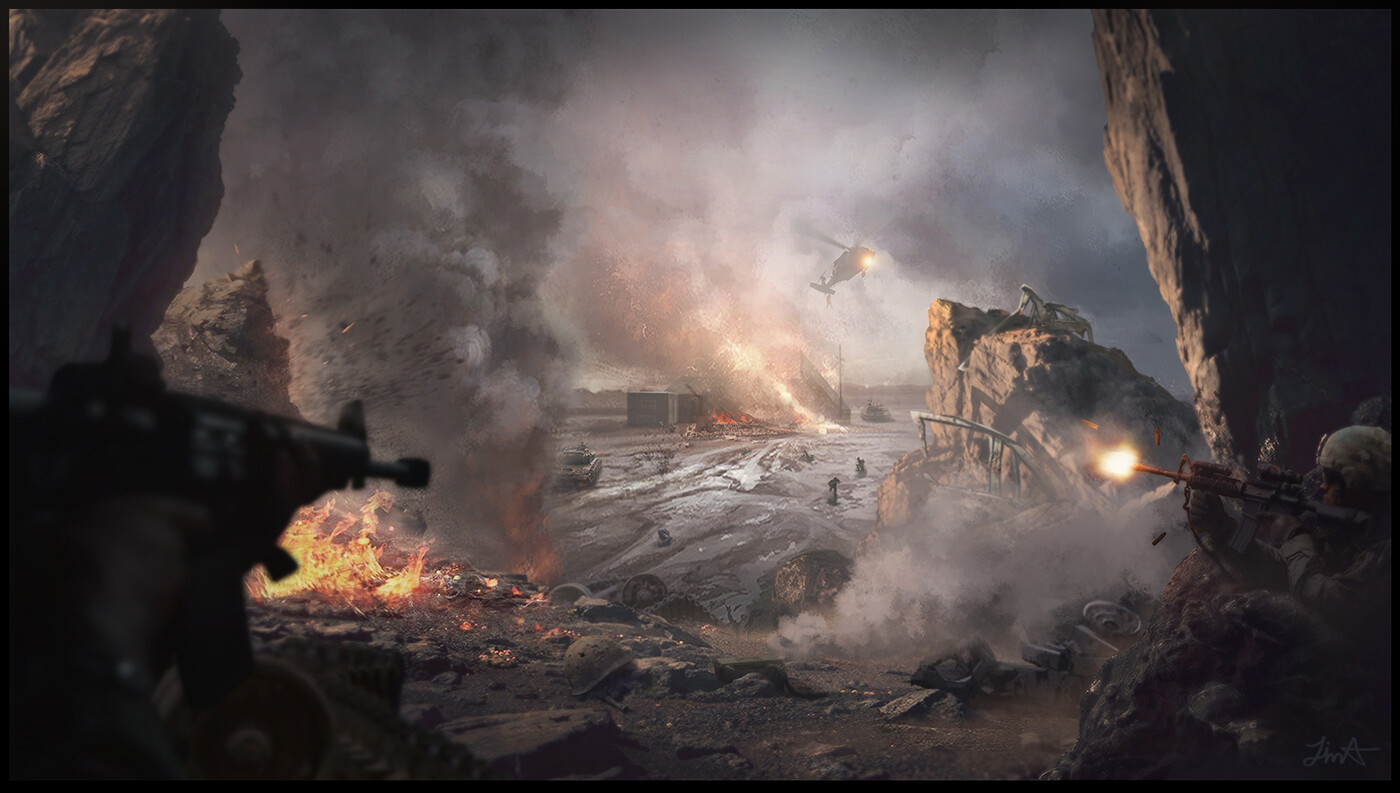 War Scene Background