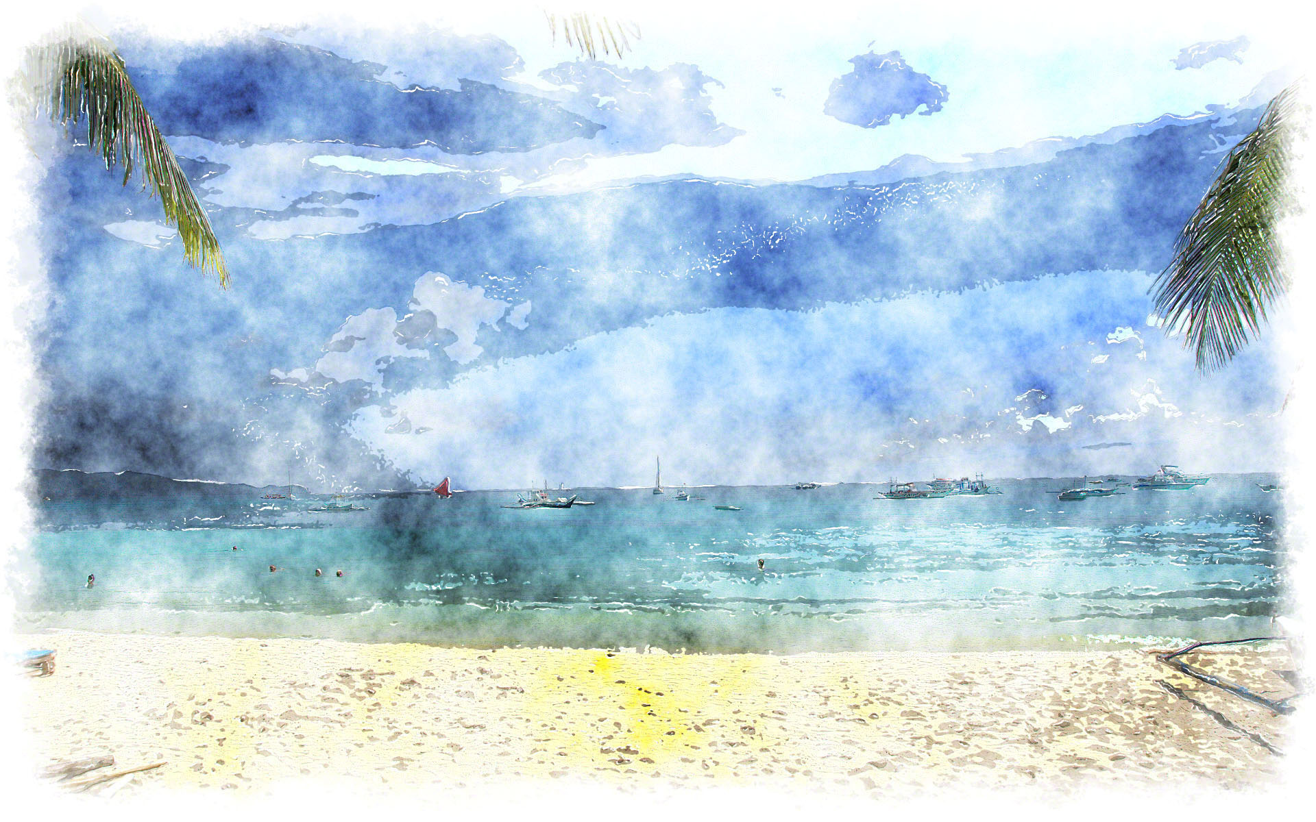 Watercolor Beach Background