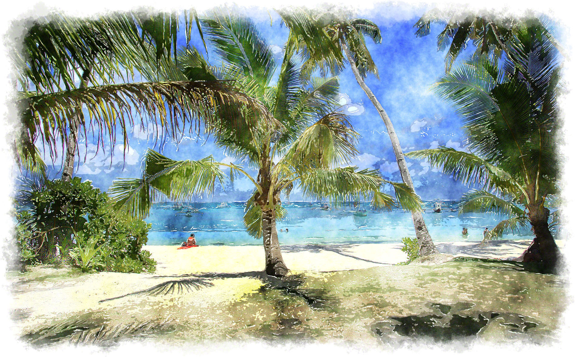 Watercolor Beach Background