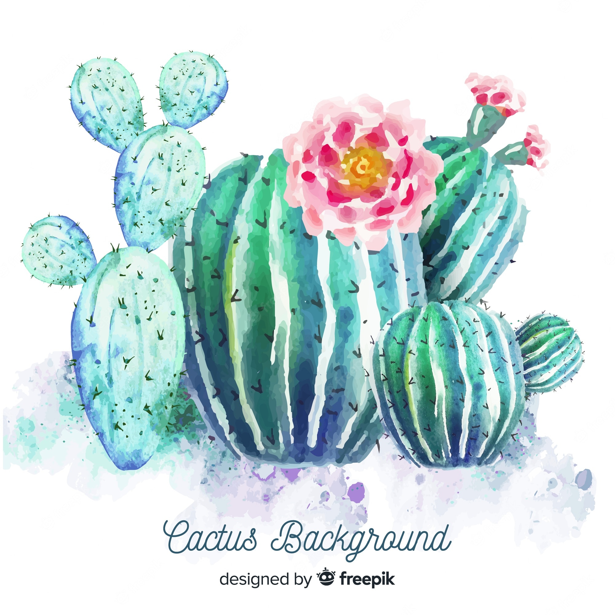 Watercolor Cactus Background