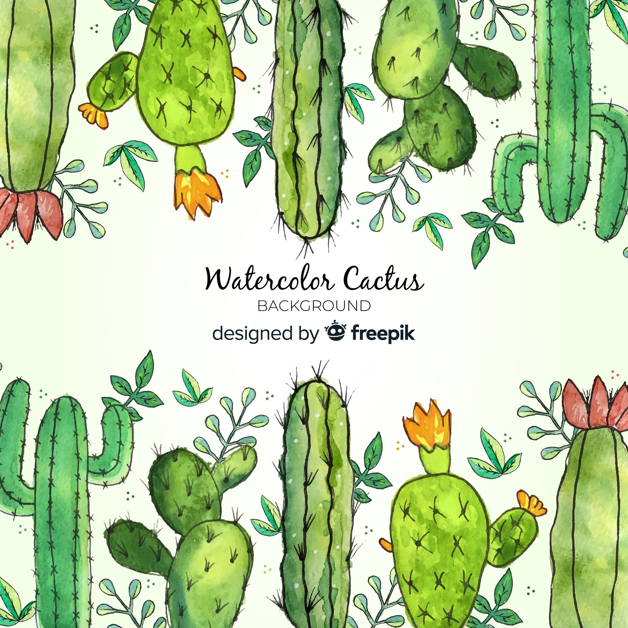 Watercolor Cactus Background